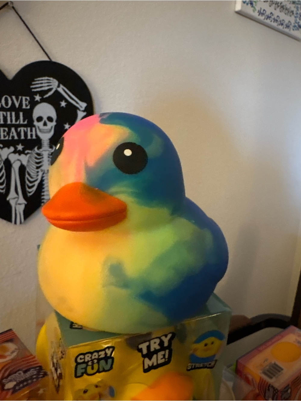 SQUEEZY Tie-Dye Squishy Jumbo Duck - Multicolor (Blue, Yellow, Pink)